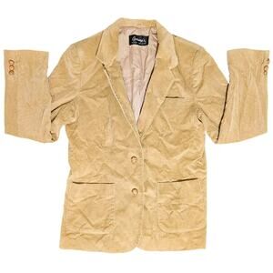 Vtg Anthonys Corduroy Jacket Beige Button Front Womens 18 Japan Pockets Lined